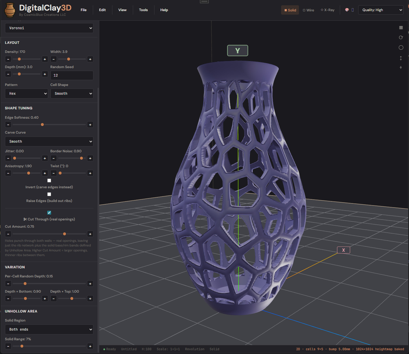 Effects tab — Voronoi cut-through